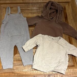 Cozy Baby Outfit Set - Gray, Brown, Cream